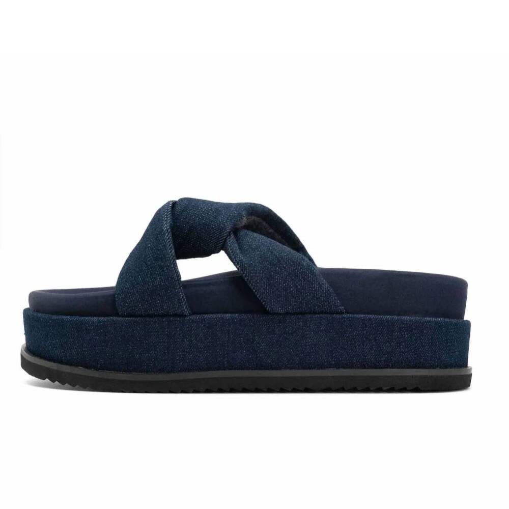 NEW ROAM women's side slip stack sandal in dark denim